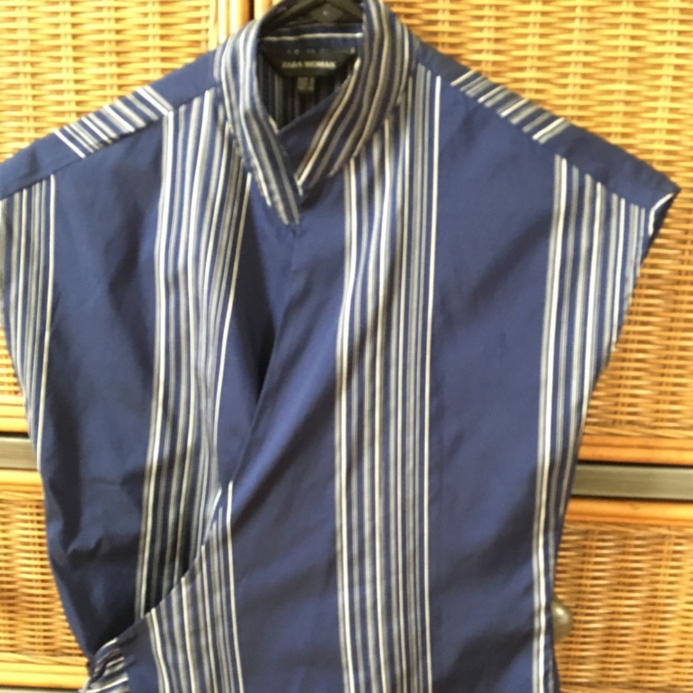 Zara woman navy /white striped blouse